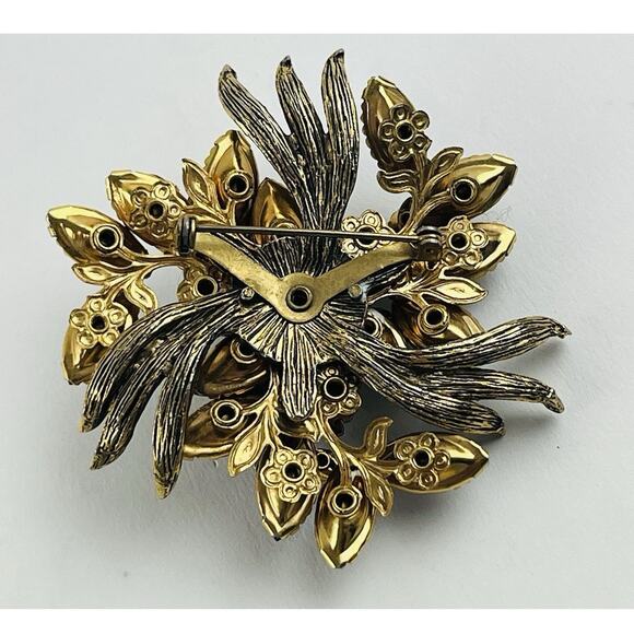 Vintage Unsigned Selro Selini Purple Rhinestone Brooch AB Flower Spray Lapel Pin - Picture 11 of 14